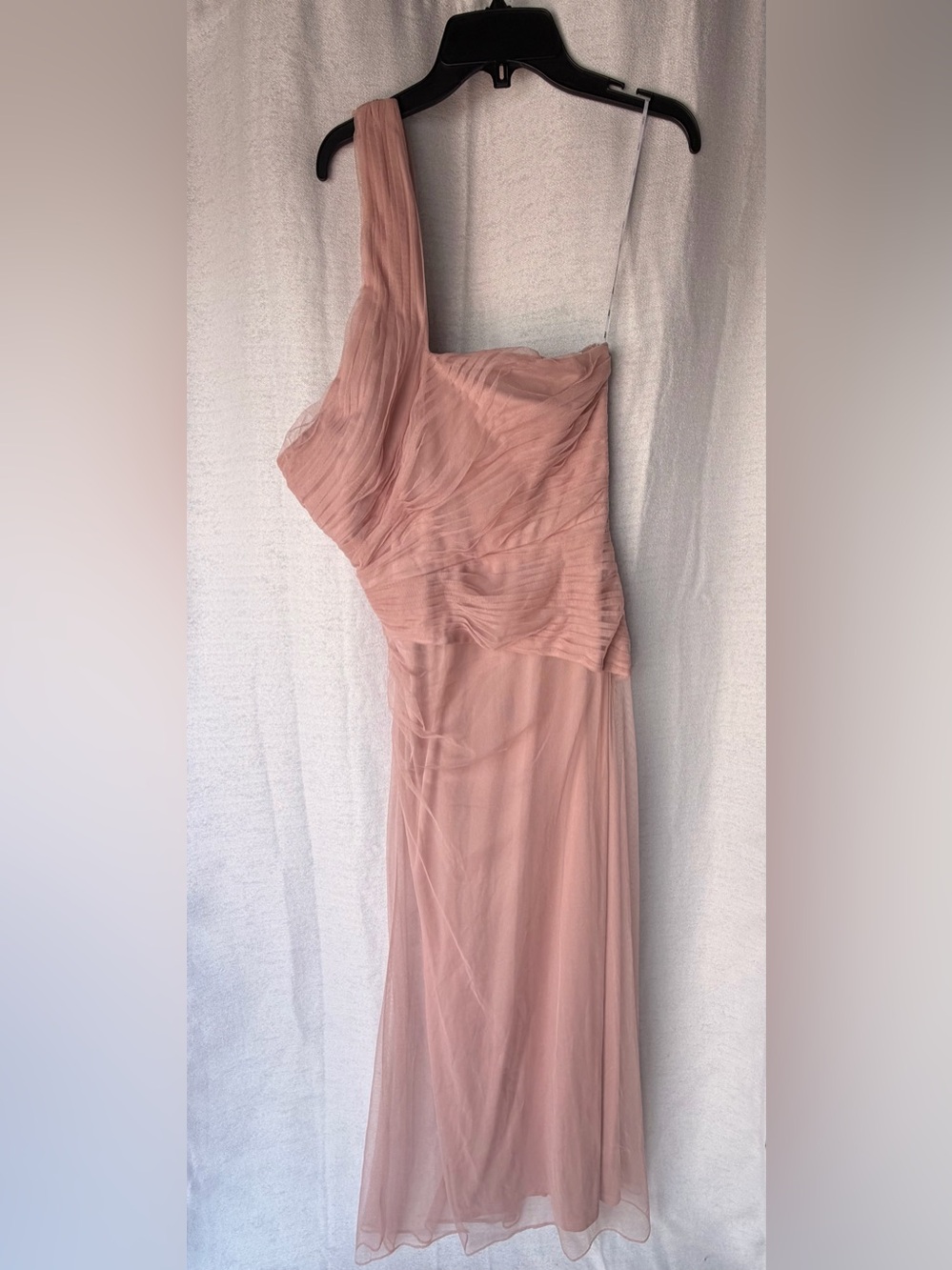 DKNY One-Shoulder Dusty Rose Evening Gown